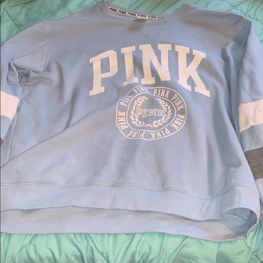 VS PINK Blue, White and Gray Long Sleeved Shirt